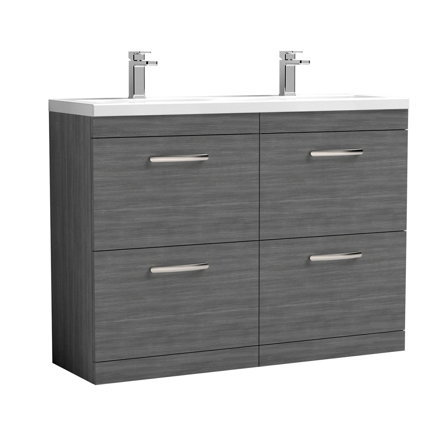 NUIE 1200mm Floor Standing Cabinet With Double Ceramic Basin