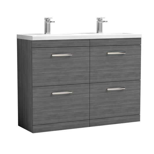 NUIE 1200mm Floor Standing Cabinet With Double Ceramic Basin