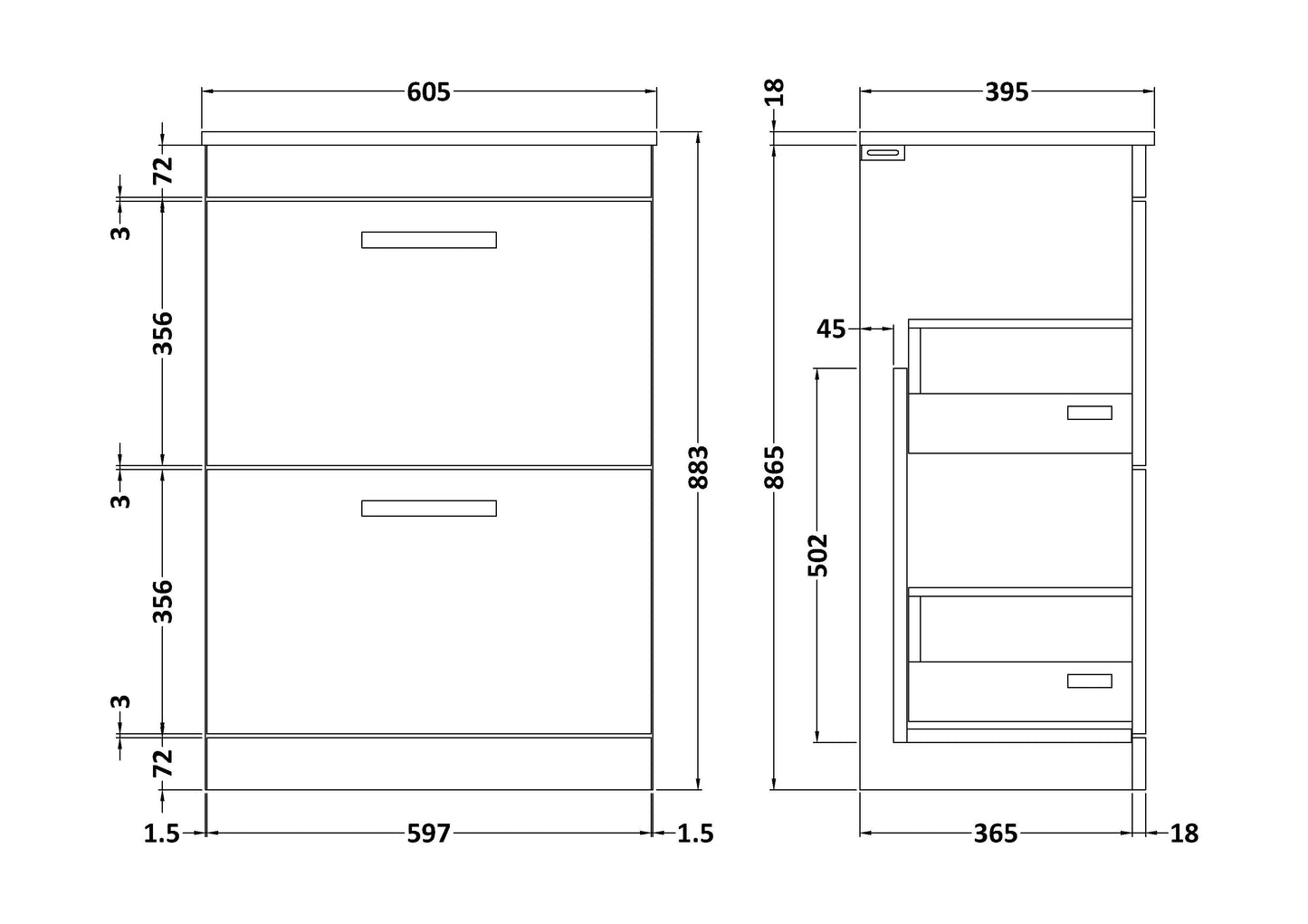 NUIE 600mm Floor Standing Vanity With Basin 2