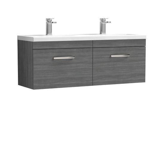 NUIE 1200mm Wall Hung Cabinet With Double Ceramic Basin