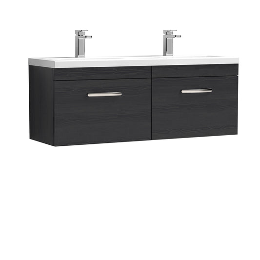 NUIE 1200mm Wall Hung Cabinet With Double Ceramic Basin