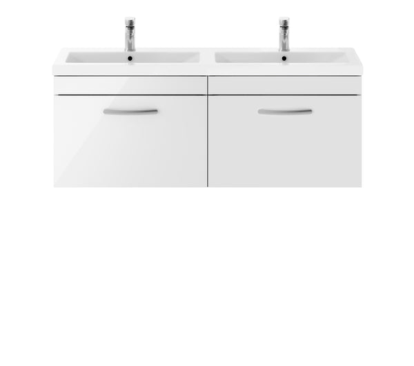 NUIE 1200mm Wall Hung Cabinet With Double Ceramic Basin