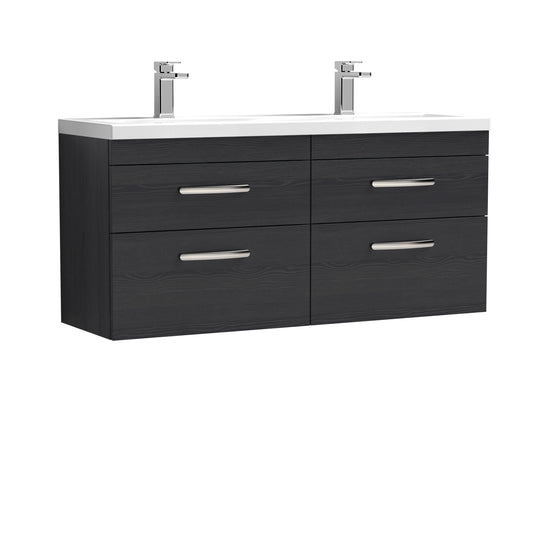 NUIE 1200mm Wall Hung Cabinet With Double Ceramic Basin