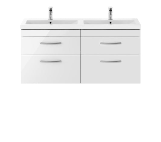 NUIE 1200mm Wall Hung Cabinet With Double Ceramic Basin