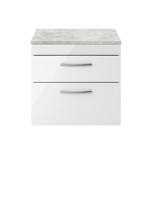 NUIE 600mm Wall Hung Vanity With Grey Worktop