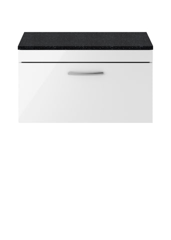 NUIE 800mm Wall Hung Vanity With Sparkling Black Worktop