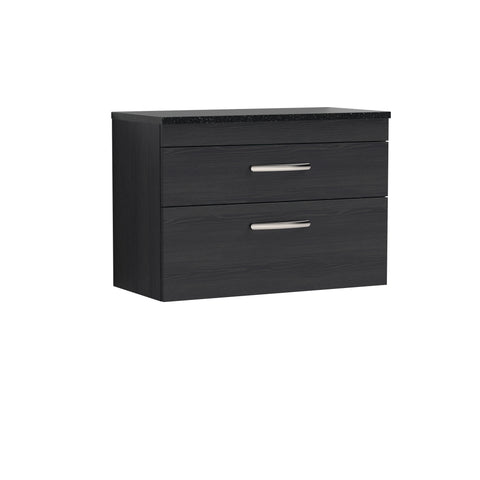 NUIE 800mm Wall Hung Vanity With Sparkling Black Worktop