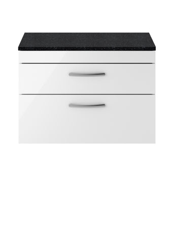NUIE 800mm Wall Hung Vanity With Sparkling Black Worktop
