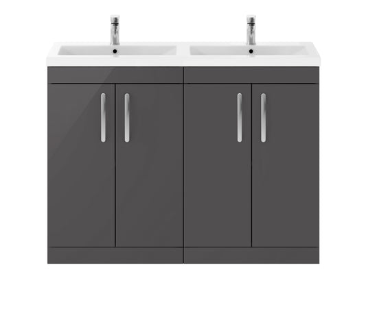 NUIE 1200mm Floor Standing Cabinet With Double Ceramic Basin