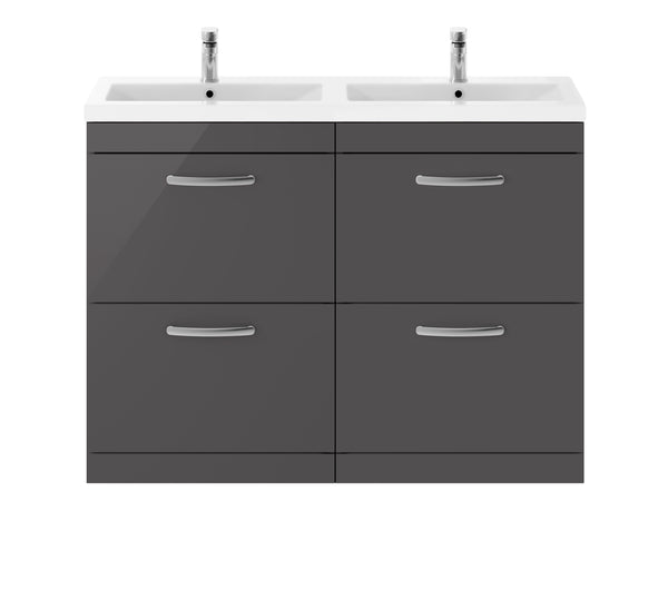 NUIE 1200mm Floor Standing Cabinet With Double Ceramic Basin