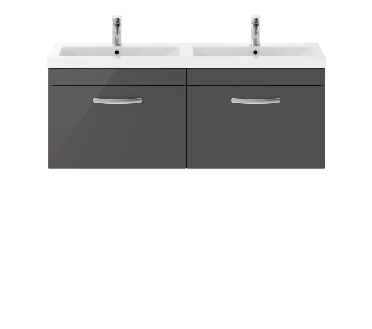 NUIE 1200mm Wall Hung Cabinet With Double Ceramic Basin