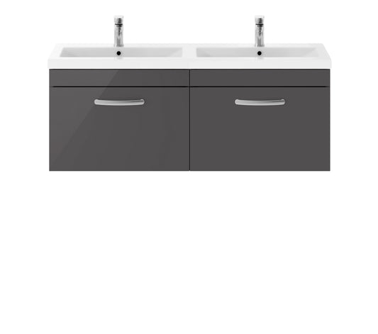 NUIE 1200mm Wall Hung Cabinet With Double Ceramic Basin