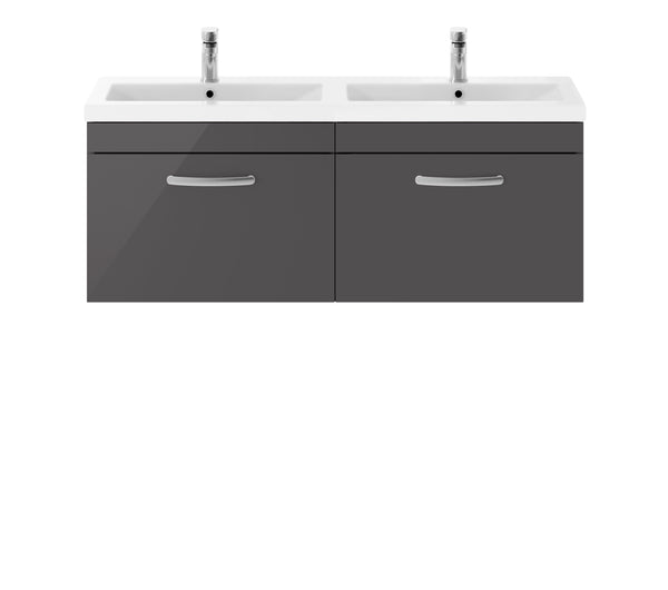 NUIE 1200mm Wall Hung Cabinet With Double Ceramic Basin