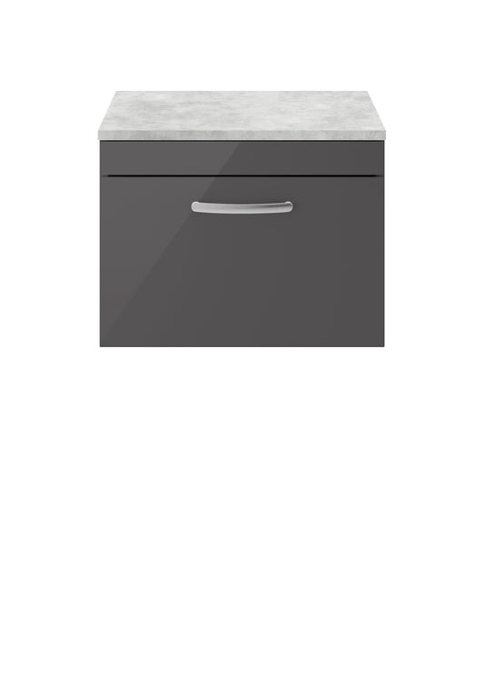 NUIE 600mm Wall Hung Cabinet With Grey Worktop