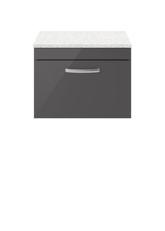 NUIE 600mm Wall Hung Cabinet With Sparkling White Worktop