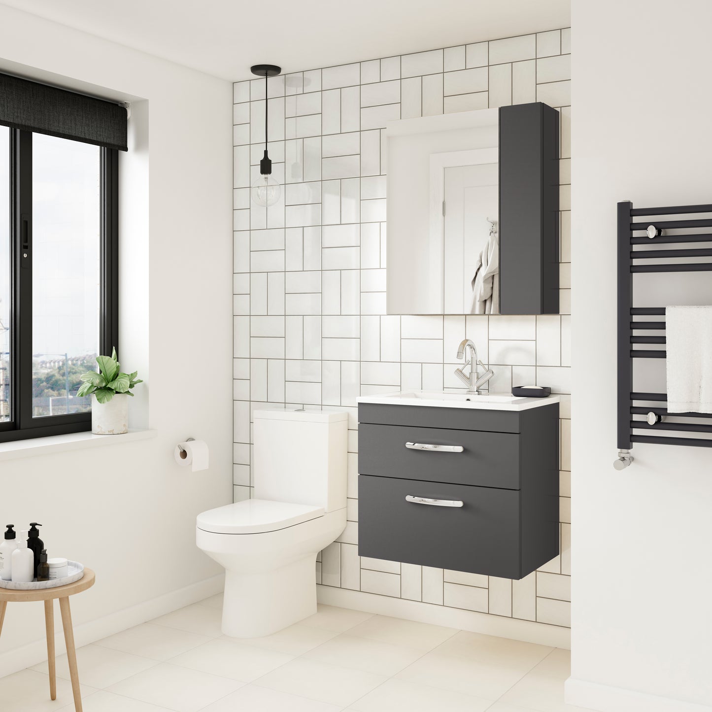 NUIE 600mm Wall Hung Cabinet With Basin 3