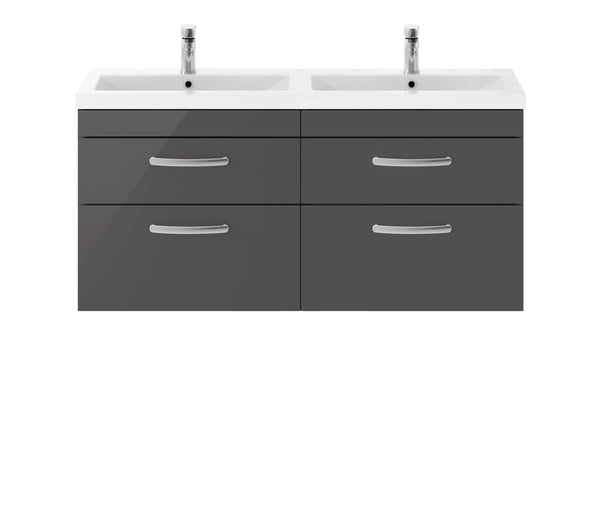 NUIE 1200mm Wall Hung Cabinet With Double Ceramic Basin