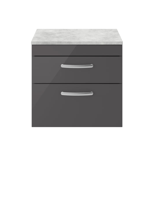 NUIE 600mm Wall Hung Cabinet With Grey Worktop