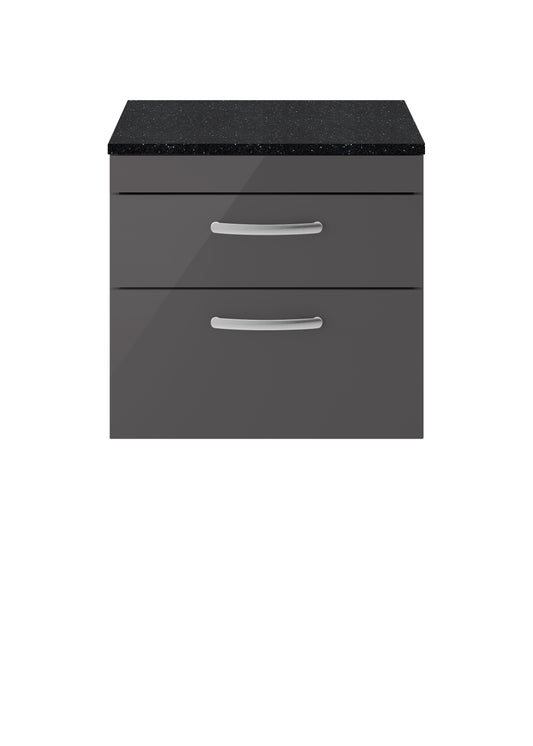NUIE 600mm Wall Hung Cabinet With Sparkling Black Worktop