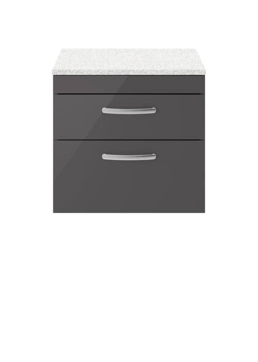 NUIE 600mm Wall Hung Cabinet With Sparkling White Worktop