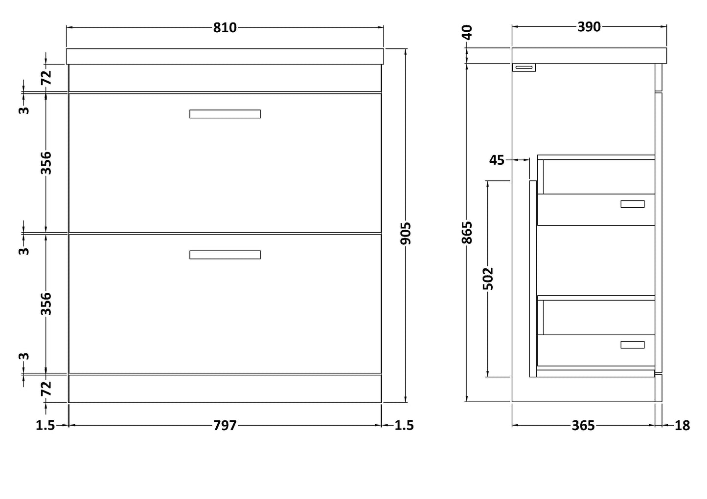 NUIE 800mm Floor Standing Cabinet With Basin 1