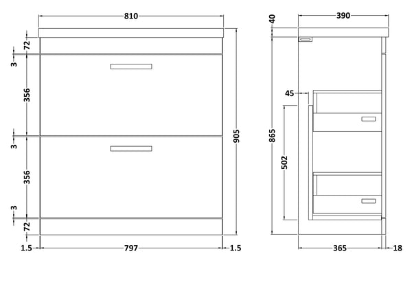 NUIE 800mm Floor Standing Cabinet With Basin 1