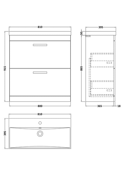 NUIE 800mm Floor Standing Cabinet With Basin 3