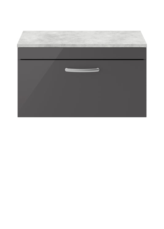 NUIE 800mm Wall Hung Cabinet With Grey Worktop