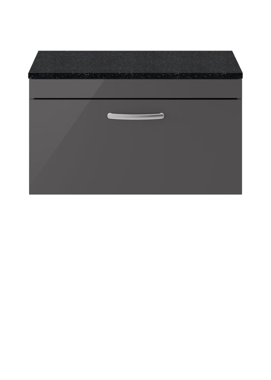 NUIE 800mm Wall Hung Cabinet With Sparkling Black Worktop
