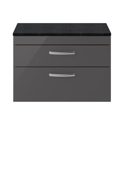 NUIE 800mm Wall Hung Cabinet With Sparkling Black Worktop