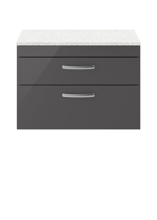 NUIE 800mm Wall Hung Cabinet With Sparkling White Worktop