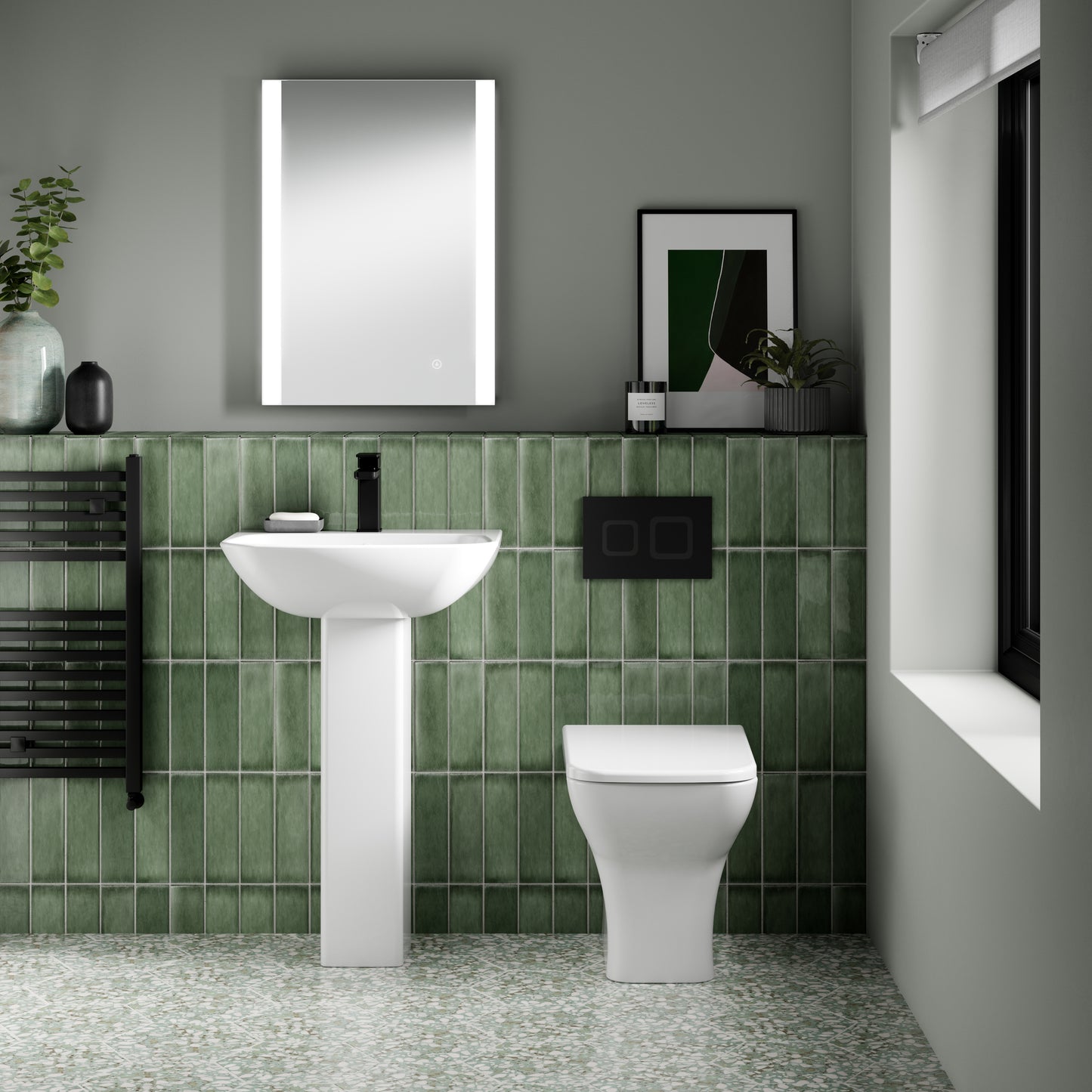 NUIE Square Dual Flush Push Button Black