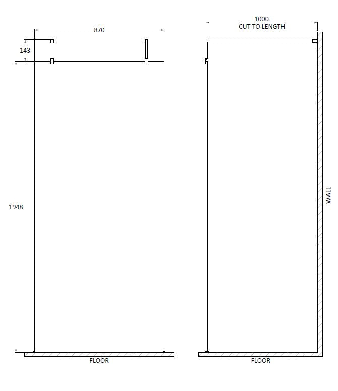 Hudson Reed 900mm Wetroom Screen With Arms and Feet