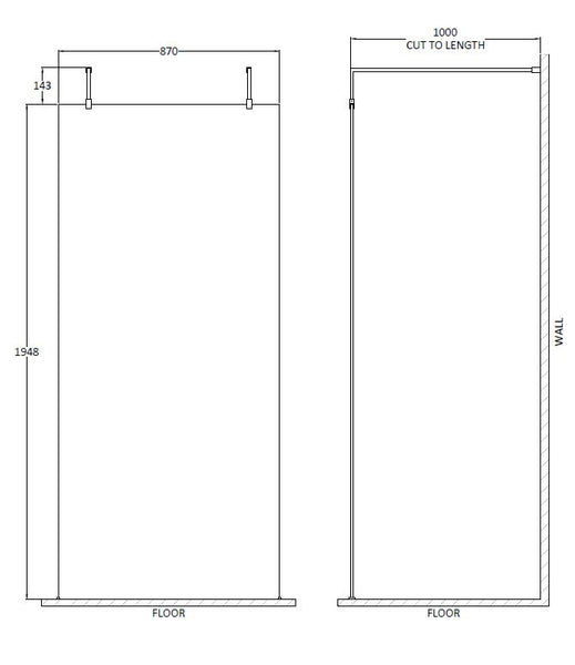 Hudson Reed 900mm Wetroom Screen With Arms and Feet