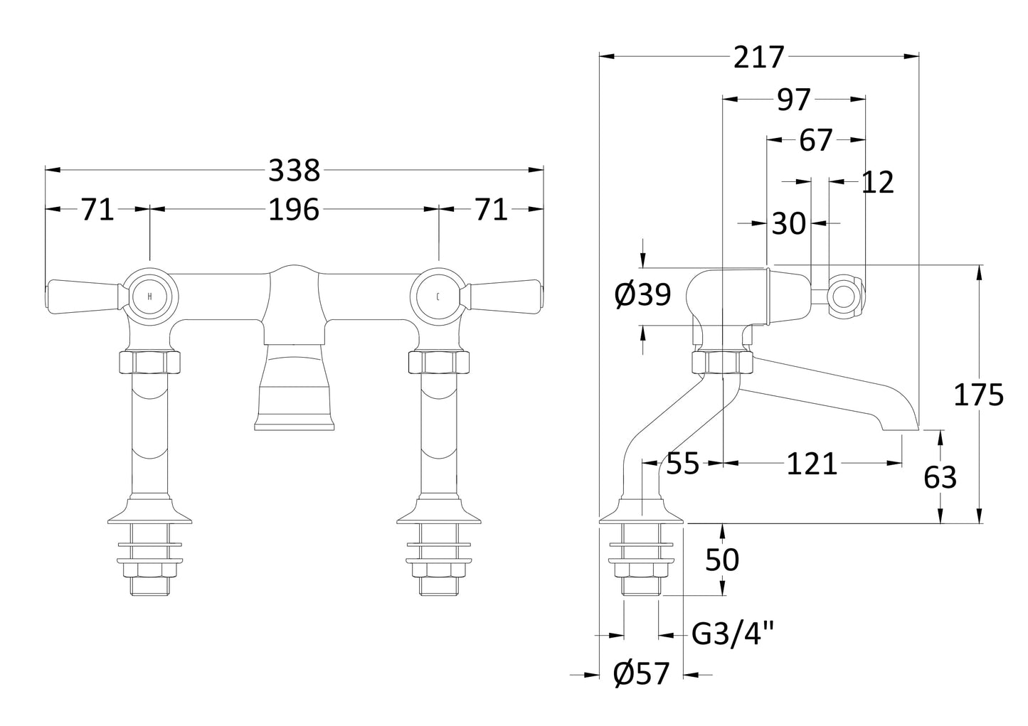 Hudson Reed Deck Mounted Bath Filler