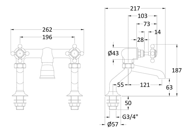 Hudson Reed Deck Mounted Bath Filler