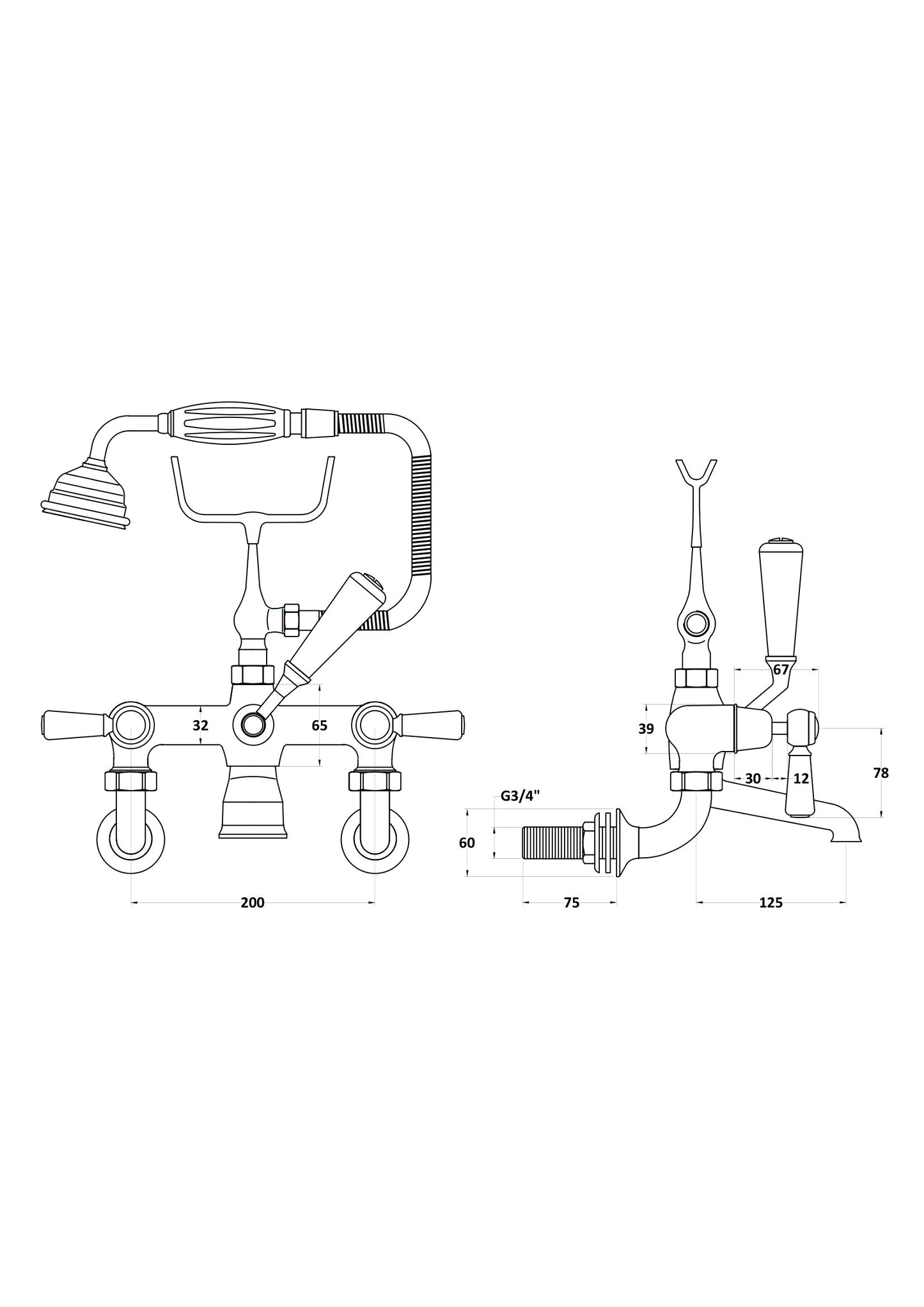 Hudson Reed Wall Mounted Bath Shower Mixer