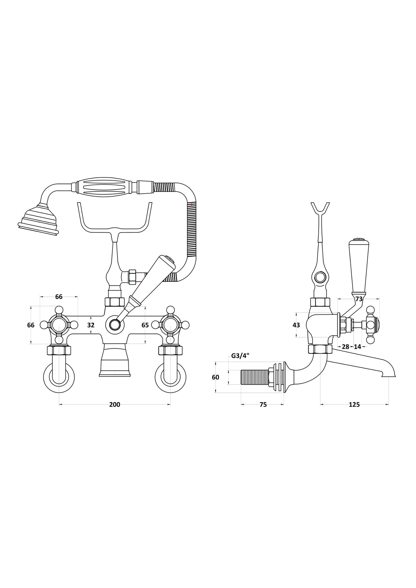 Hudson Reed Wall Mounted Bath Shower Mixer