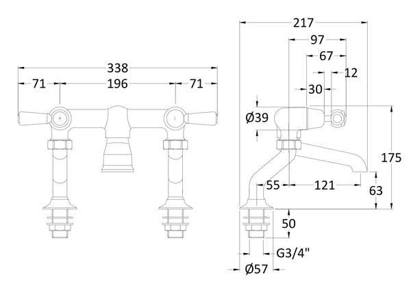 Hudson Reed Deck Mounted Bath Filler