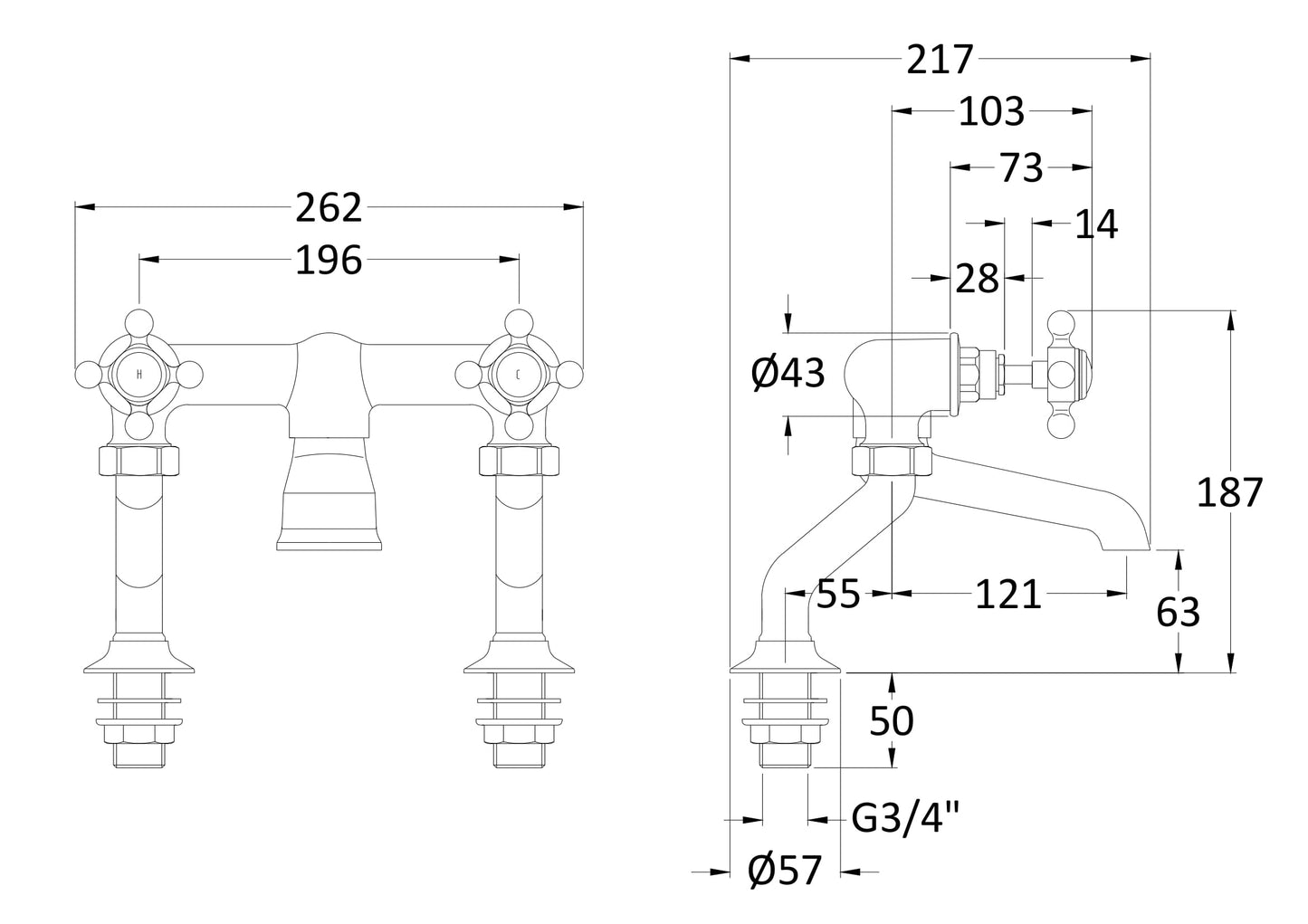 Hudson Reed Deck Mounted Bath Filler