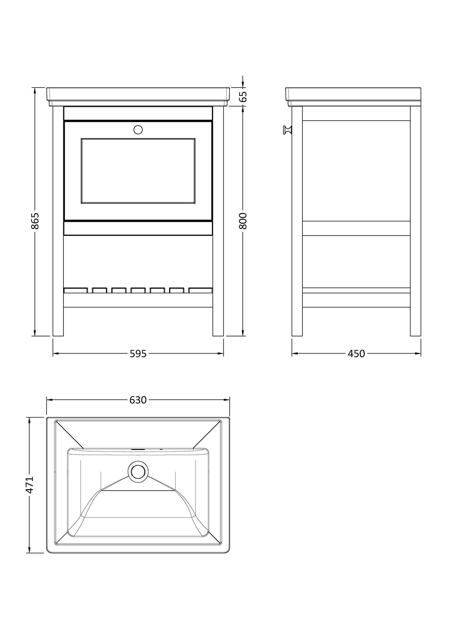 Hudson Reed 600mm Floor Standing Vanity & Basin 0TH