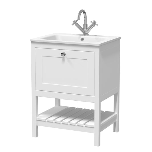 Hudson Reed 600mm Floor Standing Drawer & Stone Basin 1TH