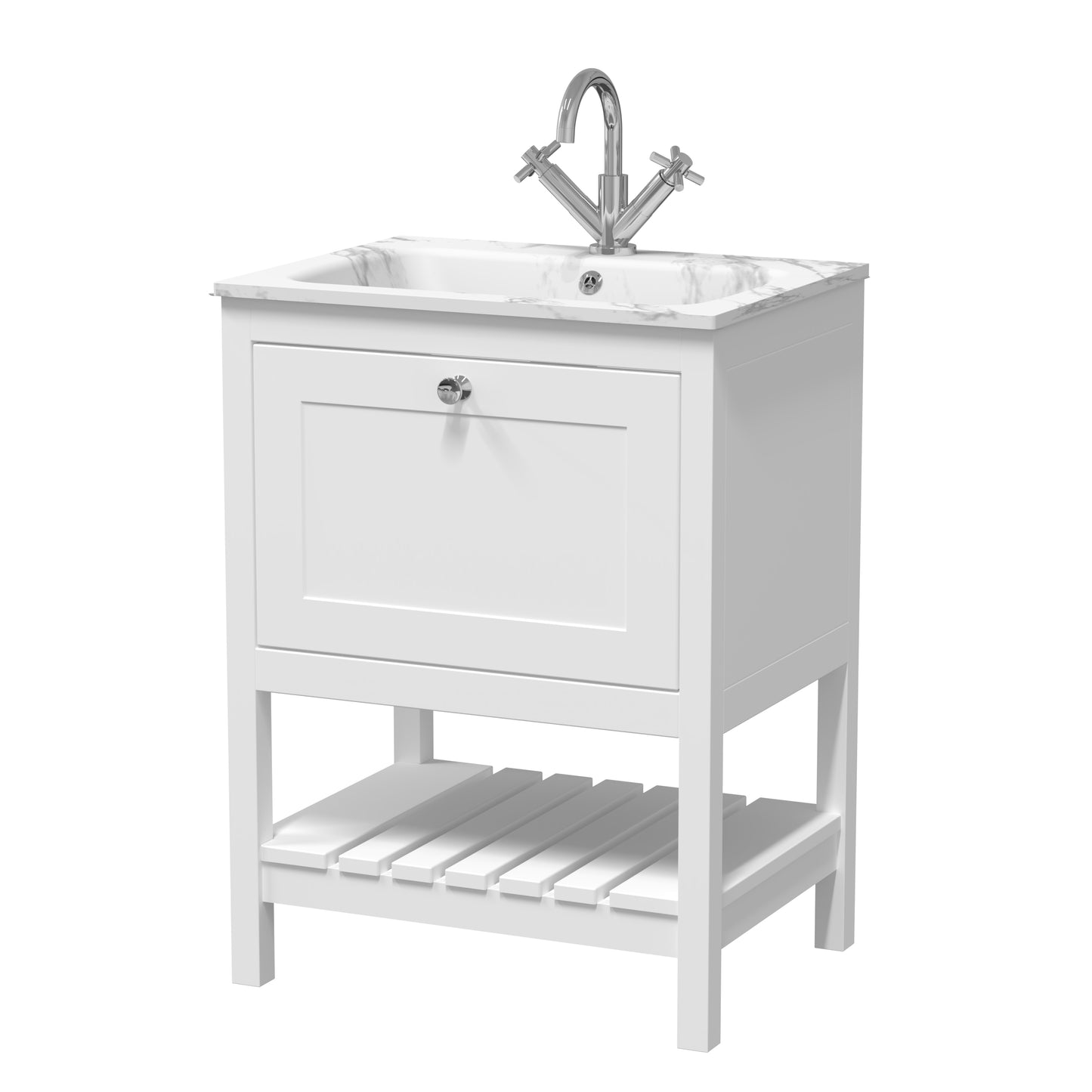 Hudson Reed 600mm Floor Standing Drawer & Stone Basin 1TH