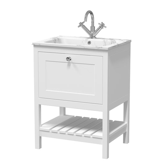 Hudson Reed 600mm Floor Standing Drawer & Stone Basin 1TH