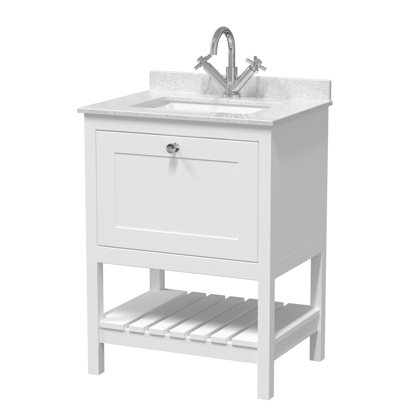 Hudson Reed 600mm Floor Standing Vanity & Marble Top 1TH