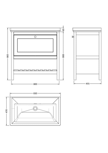 Hudson Reed 800mm Floor Standing Vanity & Basin 0TH