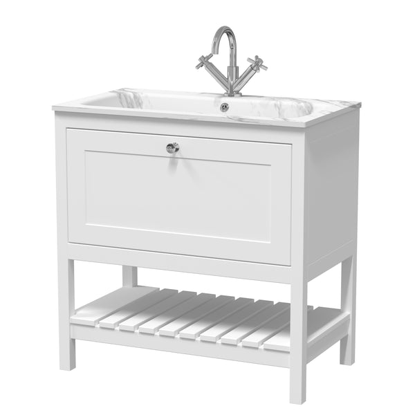 Hudson Reed 800mm Floor Standing Drawer & Stone Basin 1TH