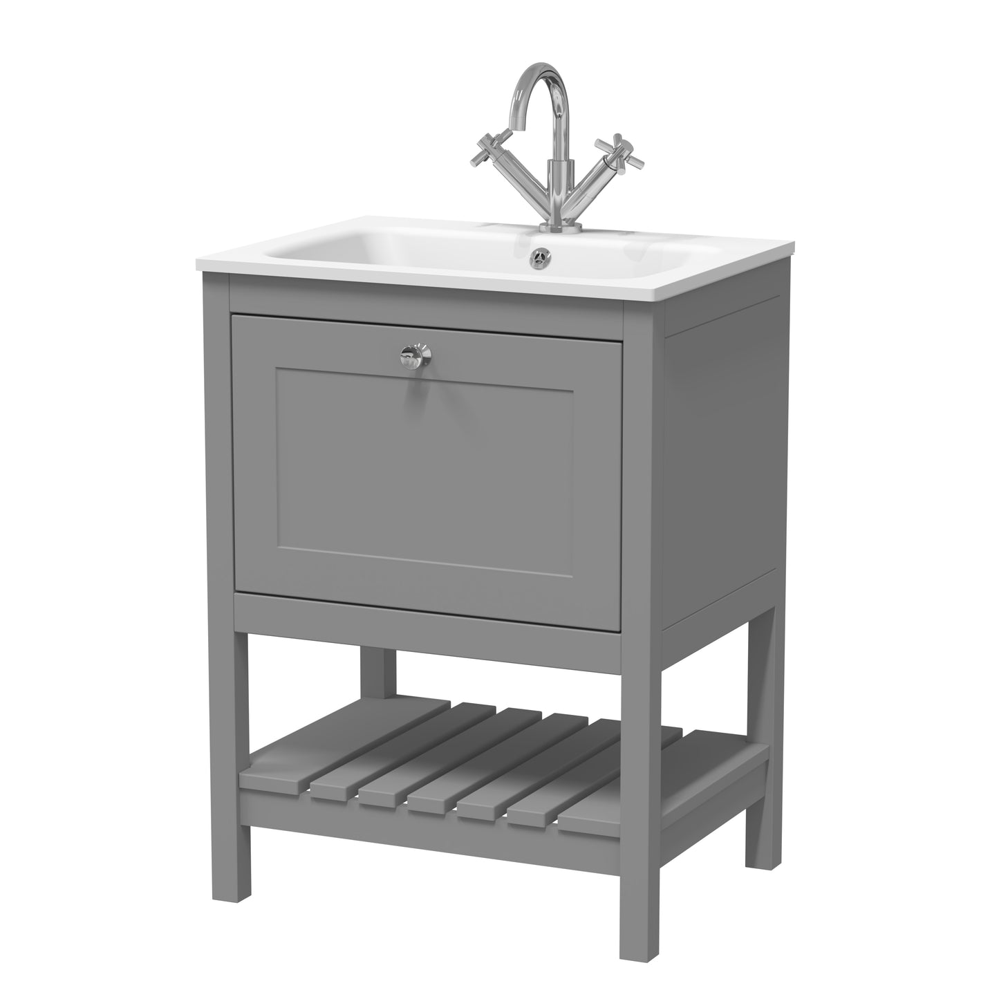 Hudson Reed 600mm Floor Standing Drawer & Stone Basin 1TH