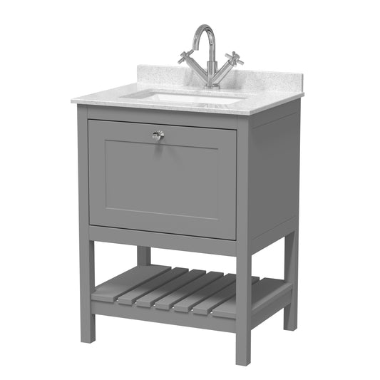 Hudson Reed 600mm Floor Standing Vanity & Marble Top 1TH