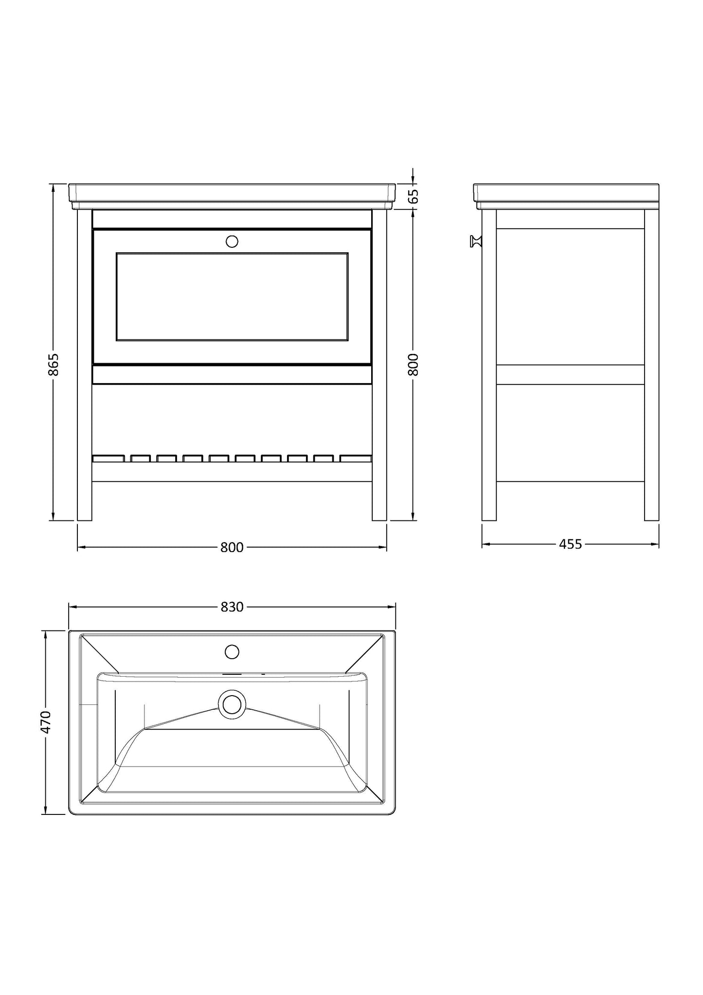 Hudson Reed 800mm Floor Standing Vanity & Basin 1TH
